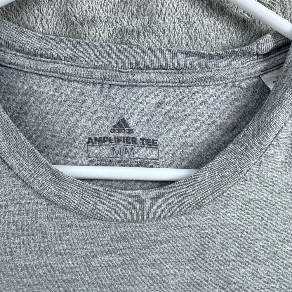 Adidas Amplifier Tee Mens Medium Gray Black Box Logo Workout Athletic T-Shirt